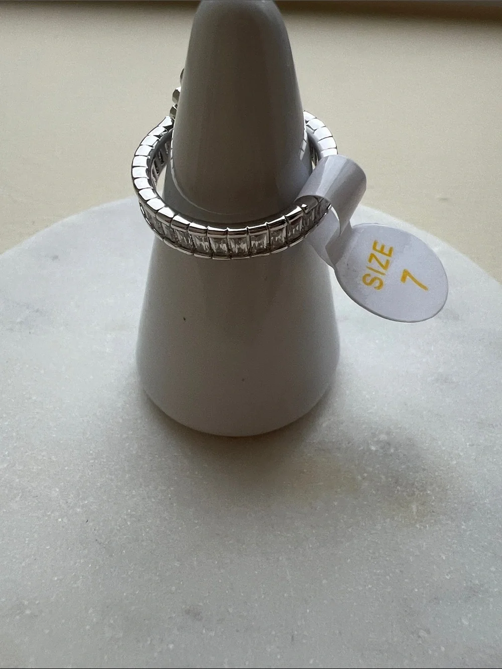 bp Silver Ring with Light Purple Center and Purple Accents